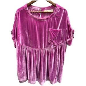 (Small) Free People Magenta Moon City Velvet Top